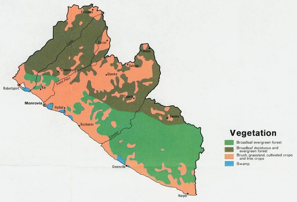 harta e vegjetacionit harta e Liberi
