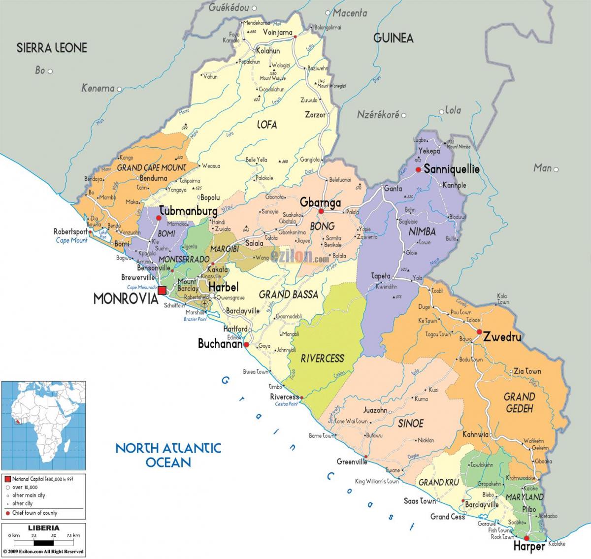 në hartë politike të Liberi